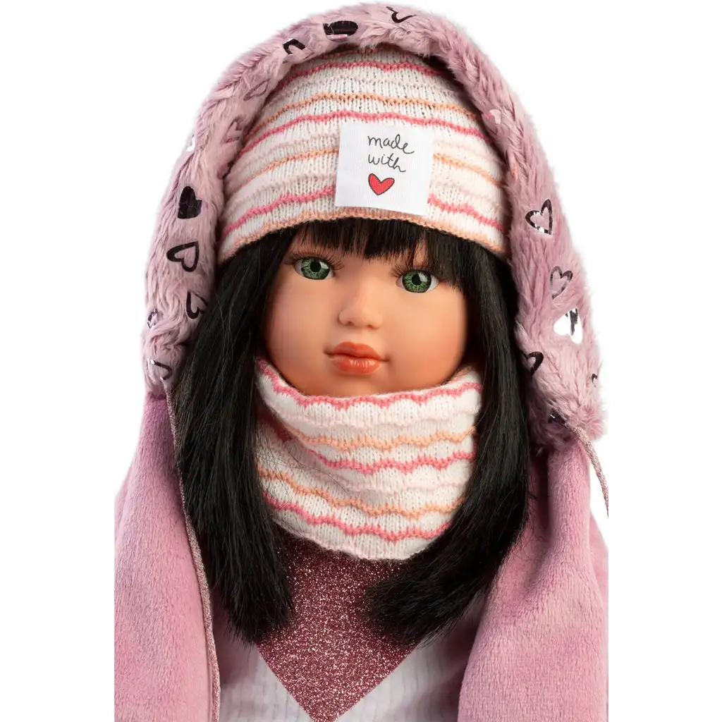 Llorens: Divat ikon 40cm-es Gréta baba rózsaszín kabátban kép 3