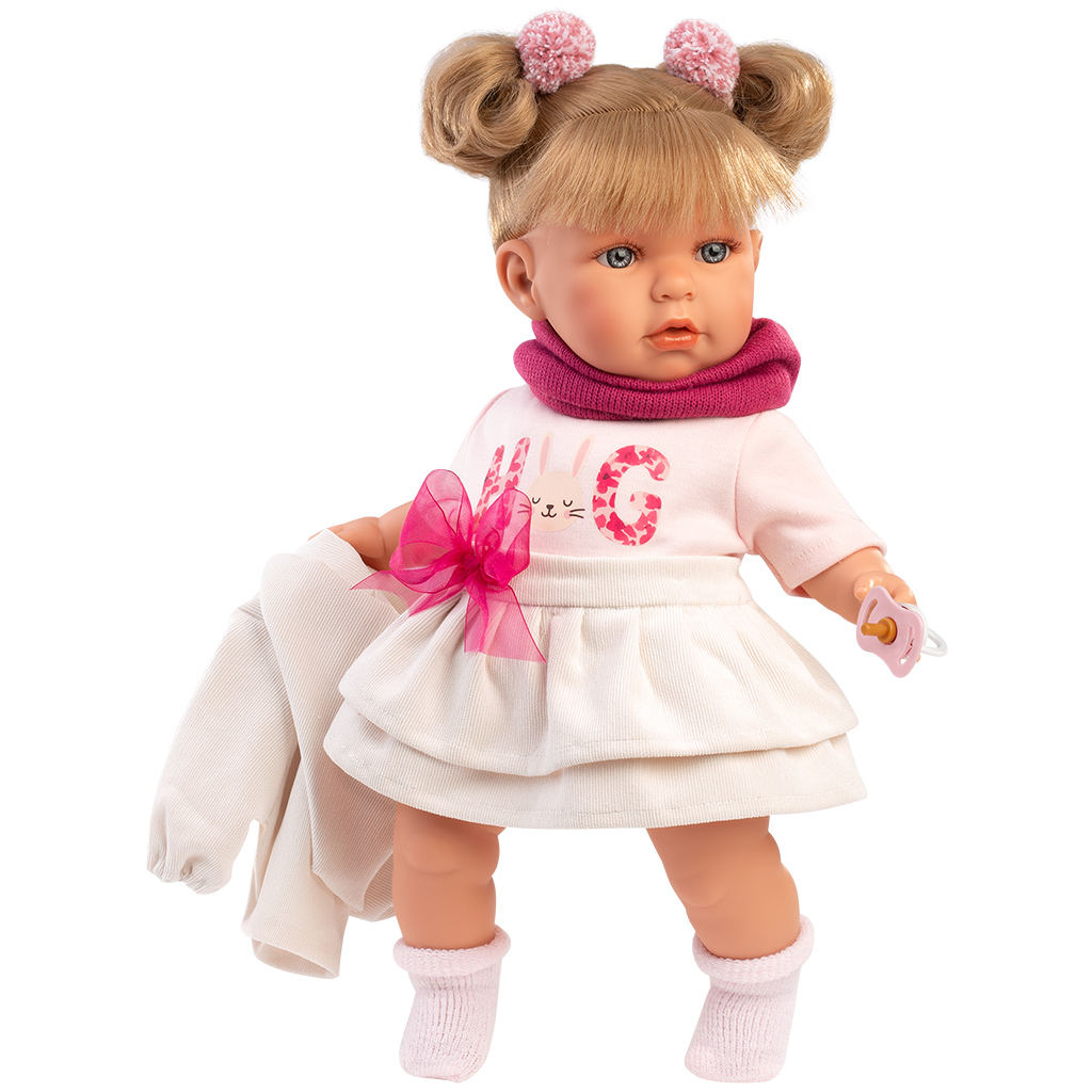 Llorens: Júlia 42cm-es síró baba cumival masnis szoknyában