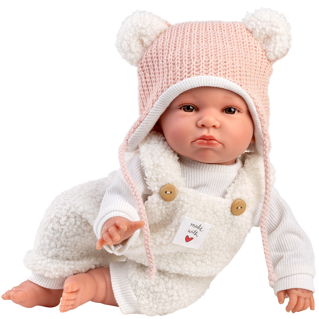 Llorens: Lara 38cm-es síró baba macifüles sapkában kép 3