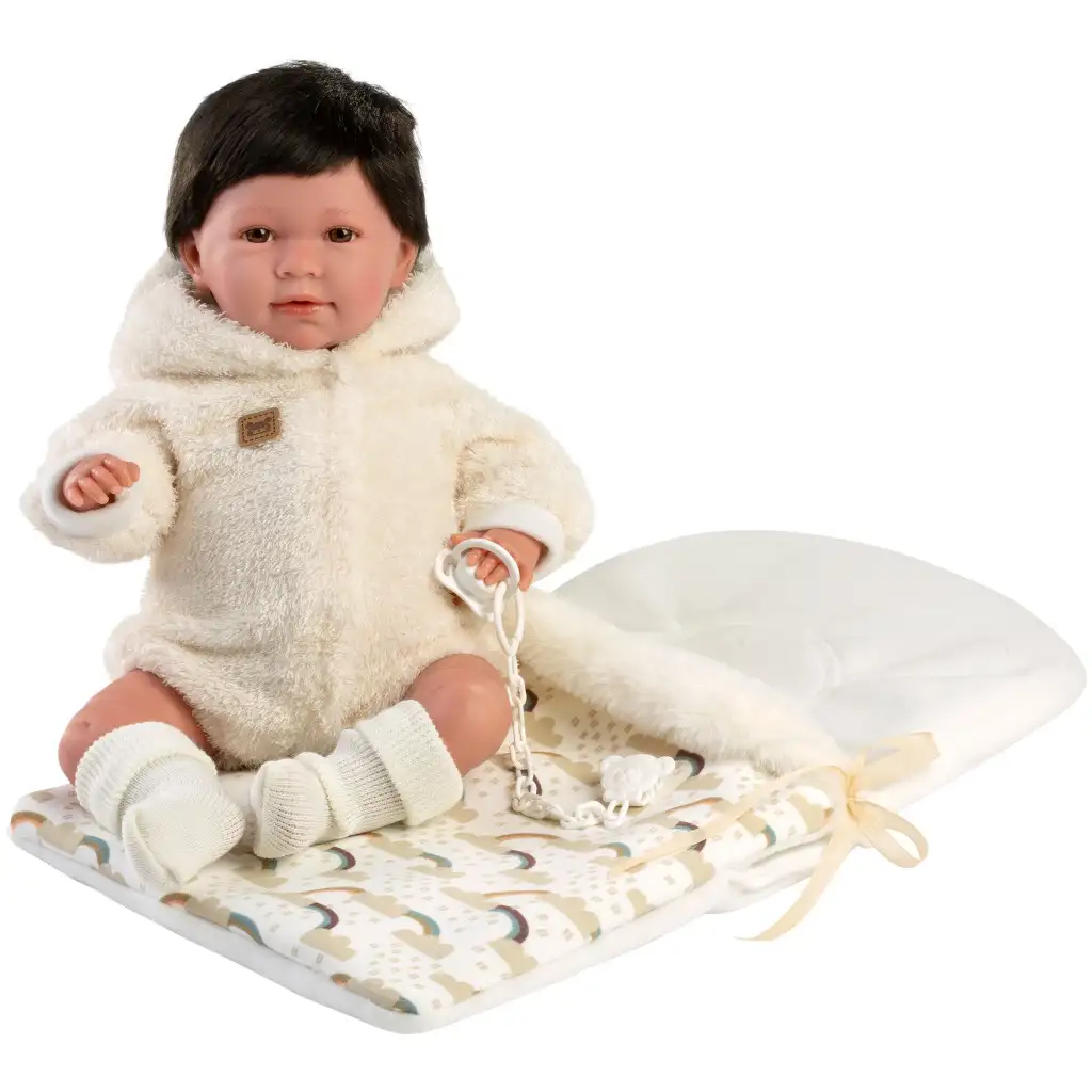 Llorens: Mimi Llorana 42cm-es baba hanggal és hálózsákkal