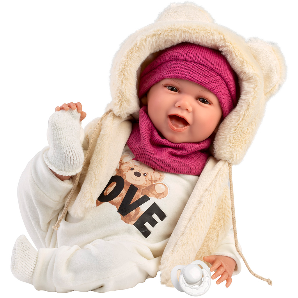 Llorens: Mimi 42cm-es síró baba Love Bear macis szettben kép 2