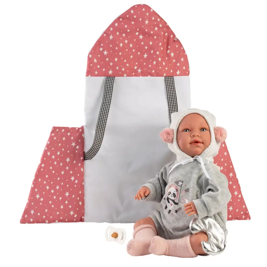 Llorens: Mimi 42cm-es síró baba csillagos babahordozóval