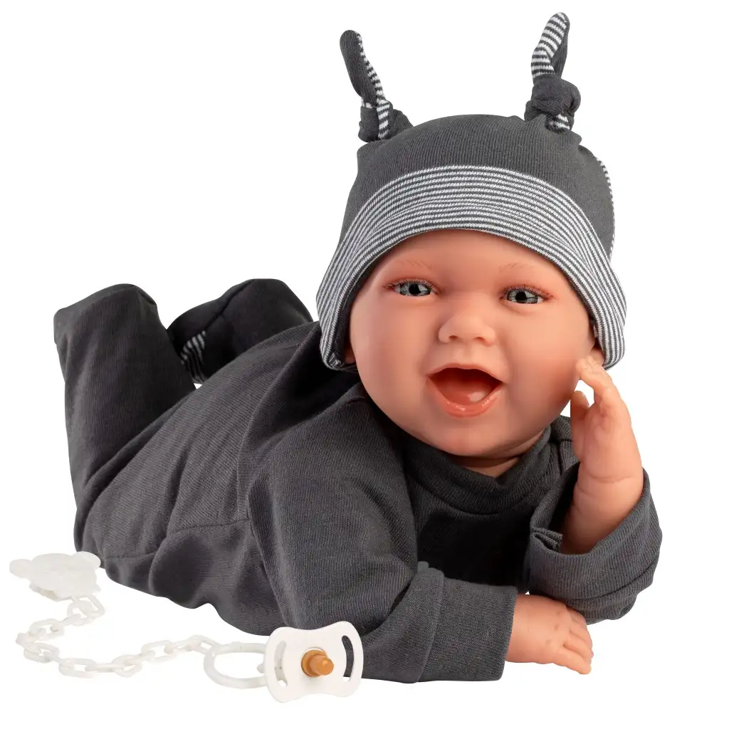 Llorens: Mimo 42cm-es baba hanggal fekete pizsamában kép 2