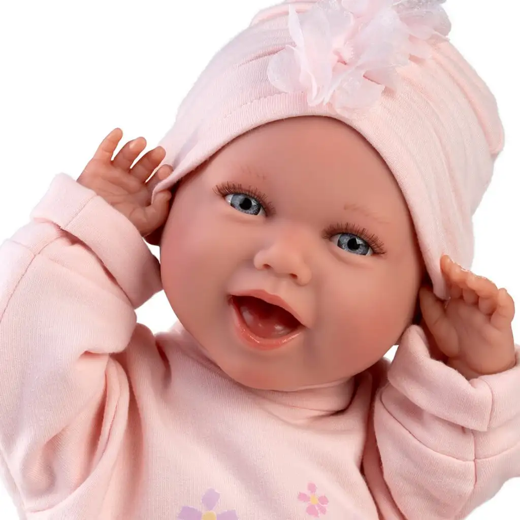 Llorens: Mimi 42cm-es mosolygós baba cumival és babafészekkel kép 3