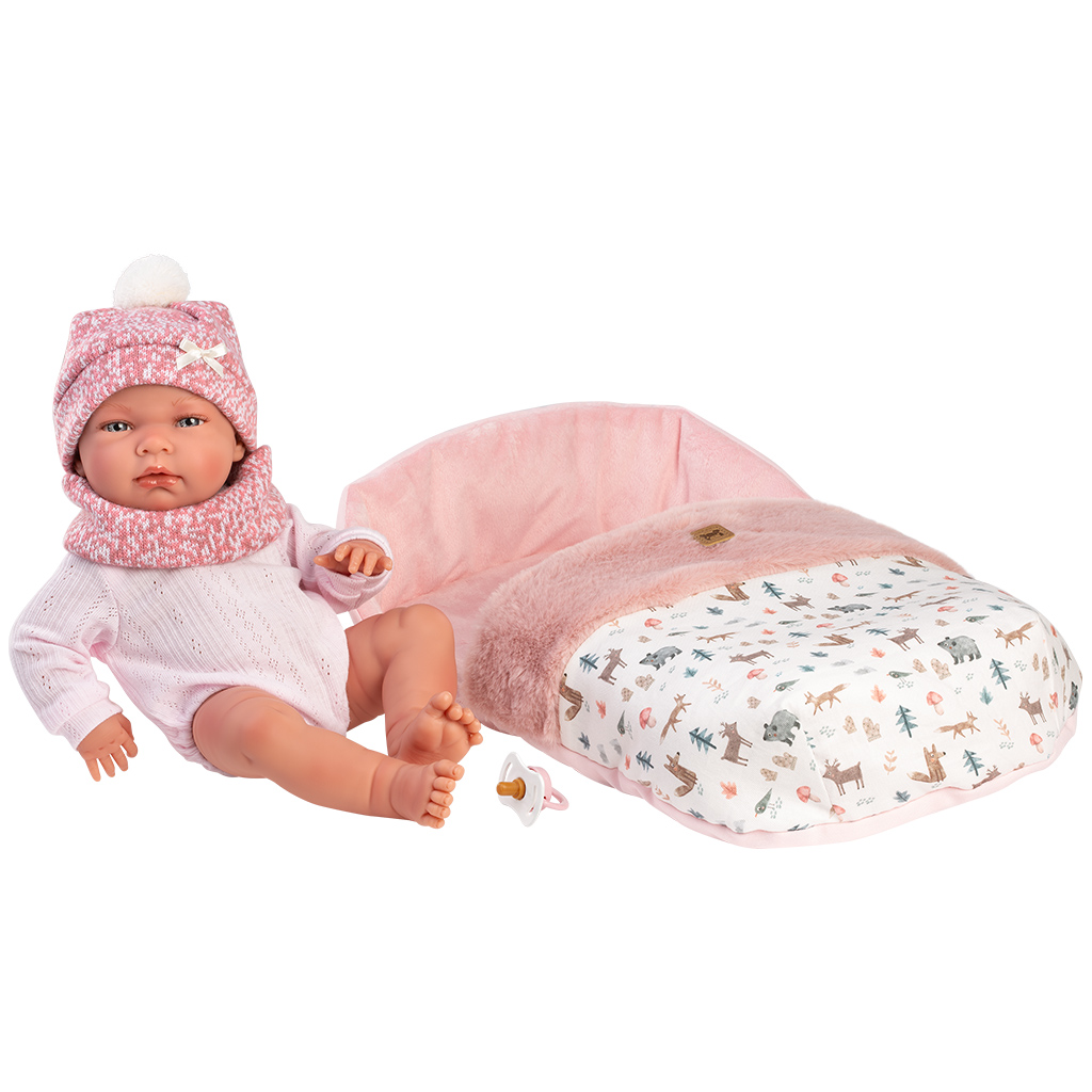 Llorens: Nica 40cm-es újszülött baba hálózsákkal kép 2