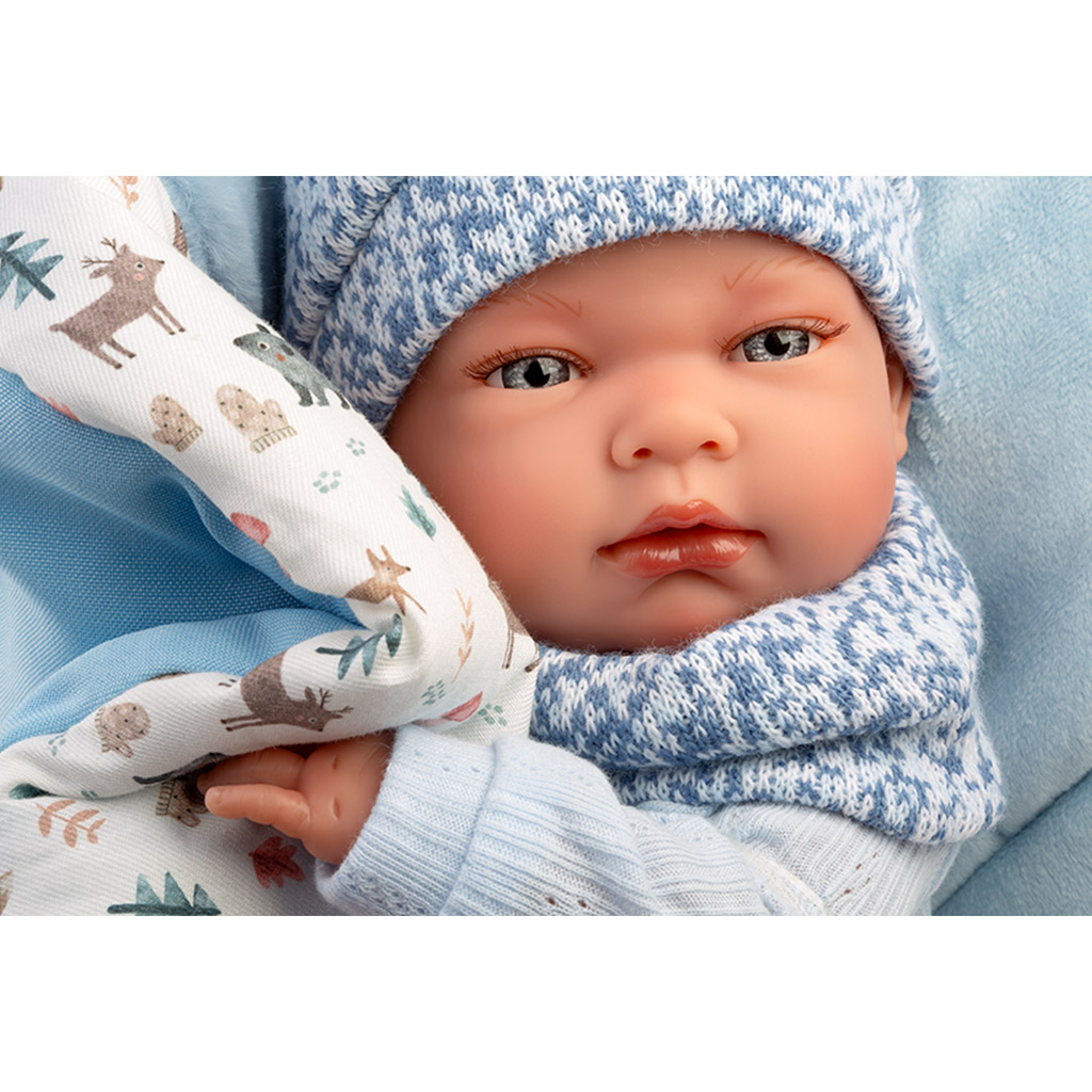 Llorens: Nico 40cm-es újszülött baba hálózsákkal kép 4