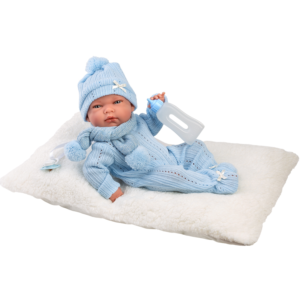 Llorens: Nico 40cm-es újszülött baba cumisüveggel és párnával