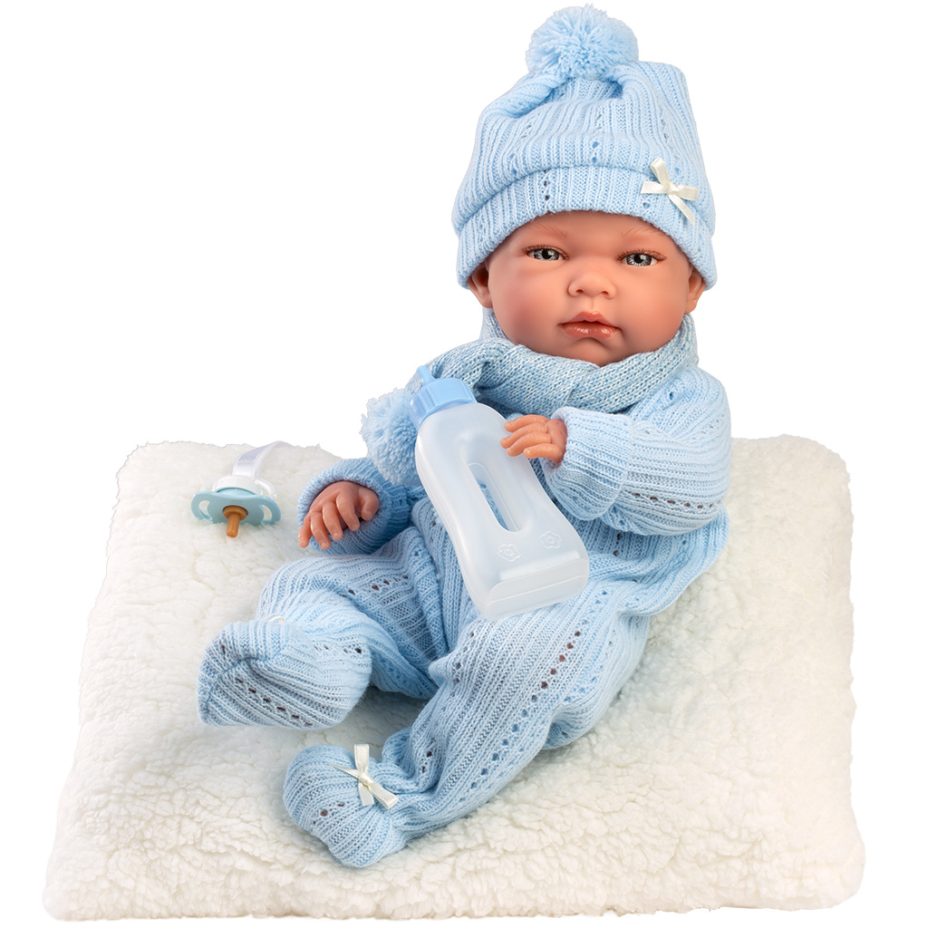 Llorens: Nico 40cm-es újszülött baba cumisüveggel és párnával kép 2