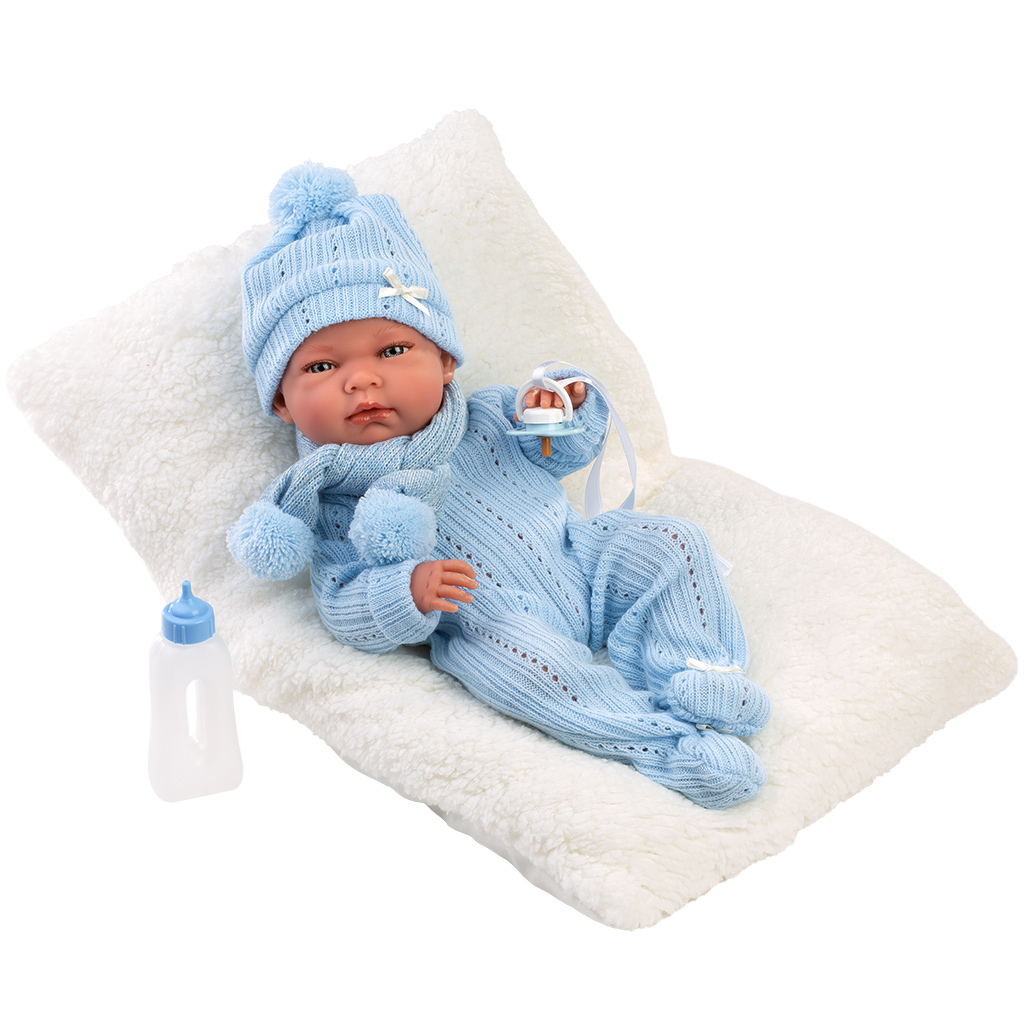 Llorens: Nico 40cm-es újszülött baba cumisüveggel és párnával kép 3