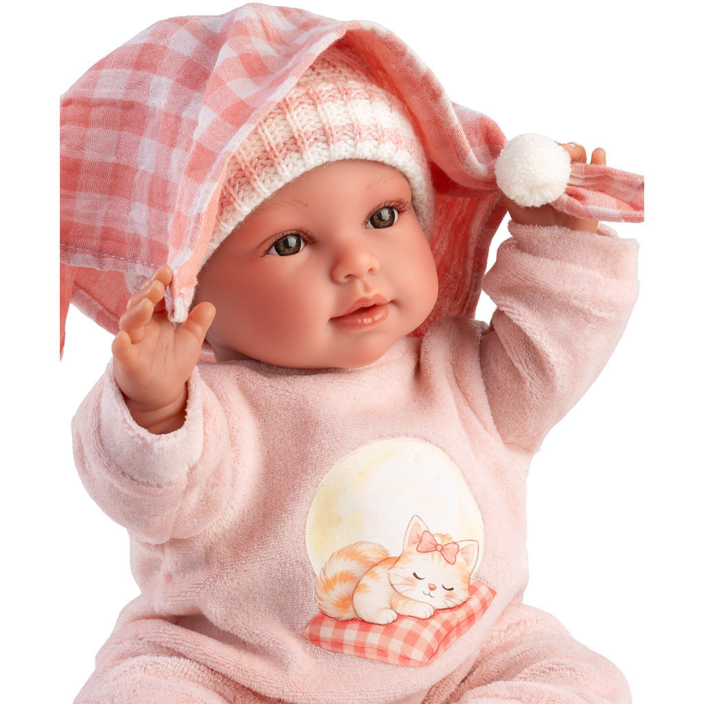 Llorens: Olivia 38cm-es síró baba kockás takaróval kép 4