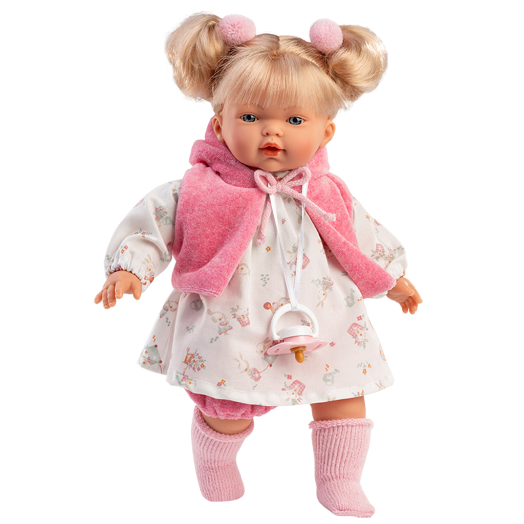 Llorens: Roberta 33cm-es baba cumival pink mellényben