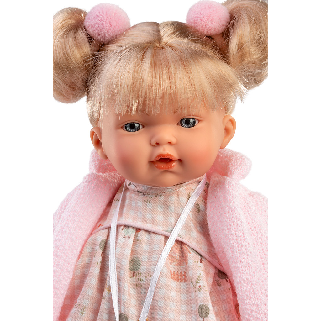 Llorens: Roberta 33cm-es baba cumival rózsaszín kardigánban kép 3