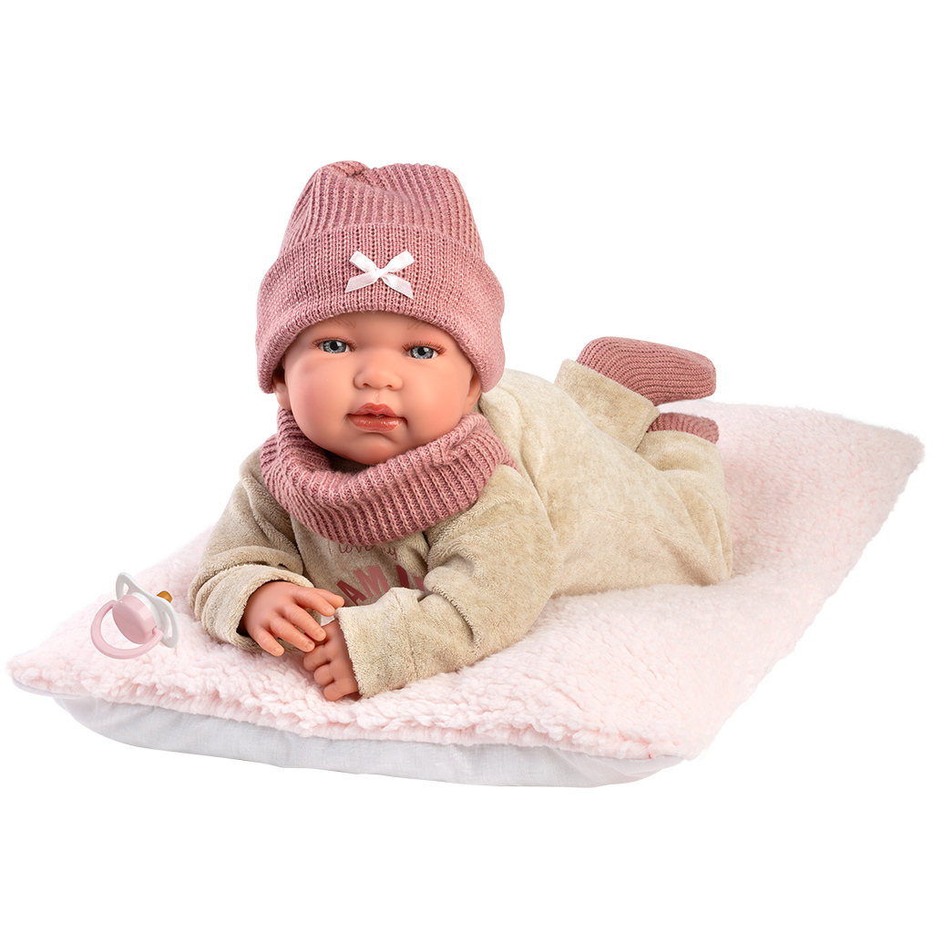 Llorens: Tina 44cm-es újszülött baba puha párnával kép 3