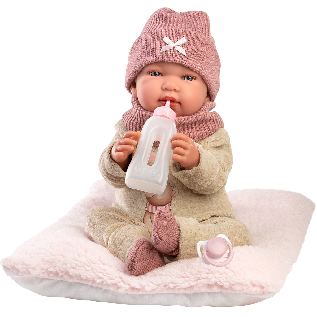 Llorens: Tina 44cm-es újszülött baba puha párnával kép 2