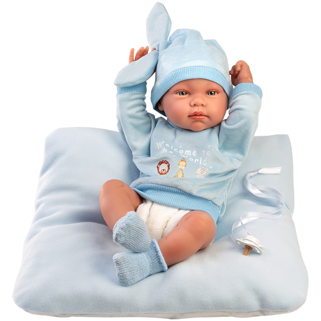 Llorens: Tino 43cm-es újszülött baba párnával kép 2