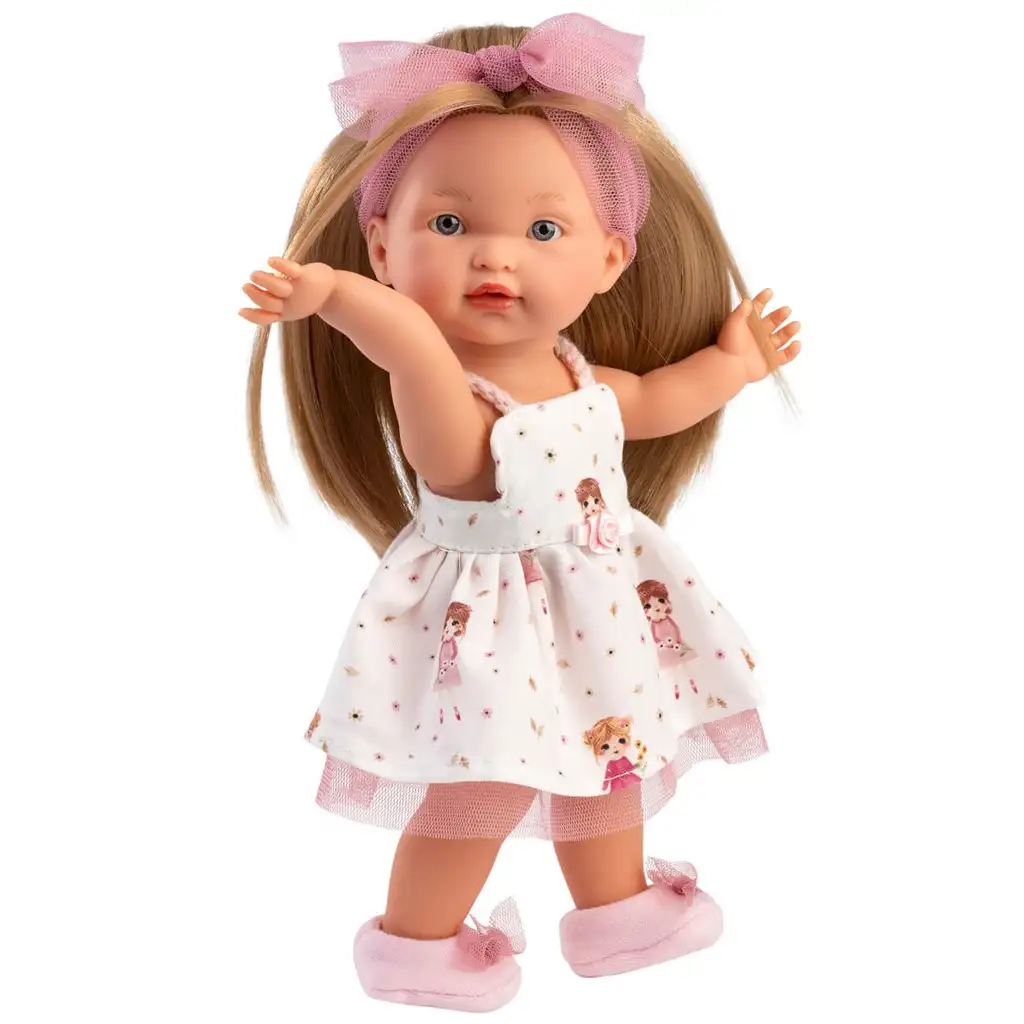 Llorens: Valeria 28cm-es baba mintás szoknyában kép 3