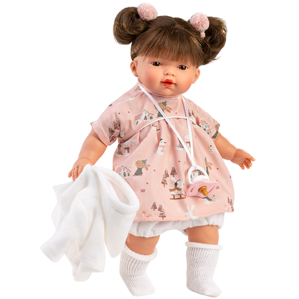 Llorens: Vera 33cm-es baba nyuszis ruhában cumival kép 2