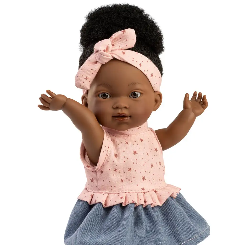 Llorens: Zoé 28cm-es baba csillag mintás ruhában kép 3