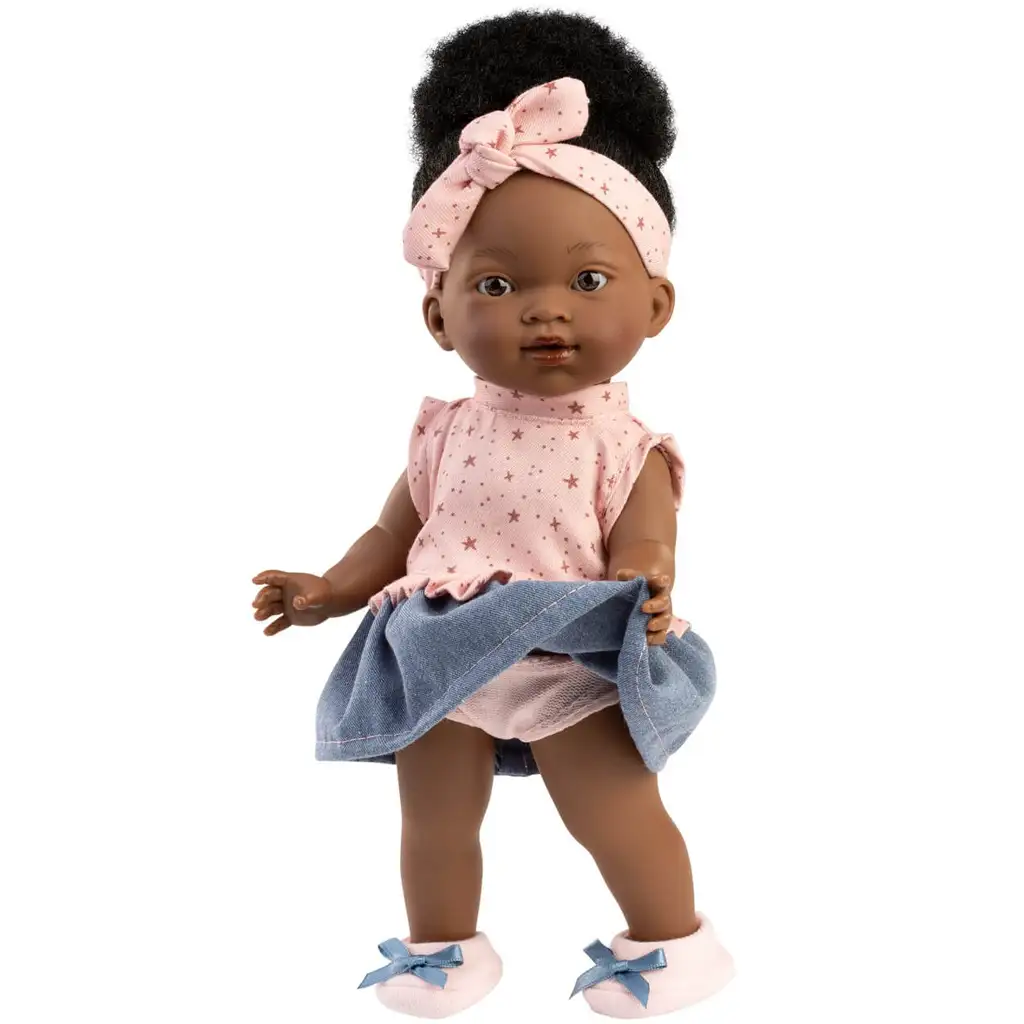 Llorens: Zoé 28cm-es baba csillag mintás ruhában kép 2