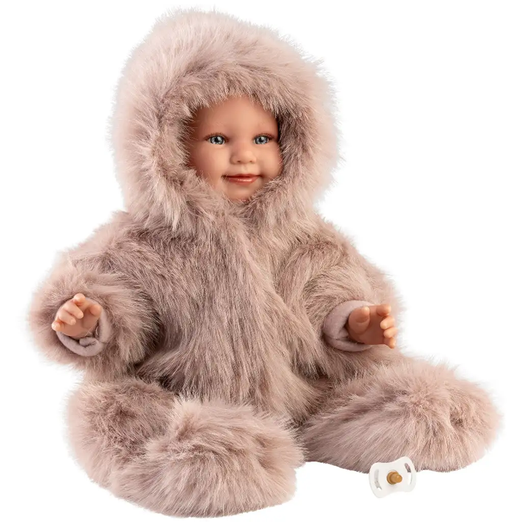 Llorens: Luka 45cm-es mosolygós baba cumival bársony bundában kép 2
