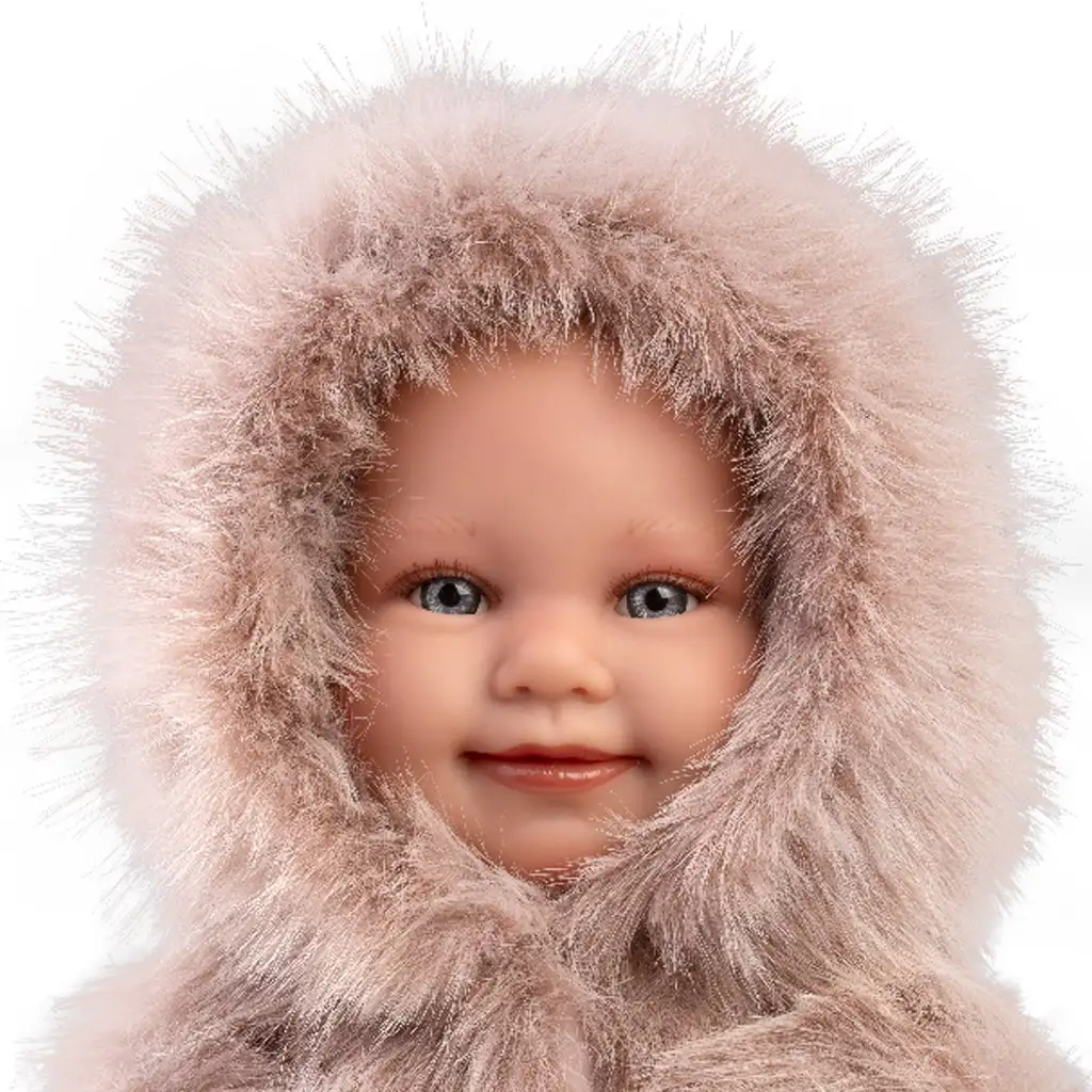 Llorens: Luka 45cm-es mosolygós baba cumival bársony bundában kép 4