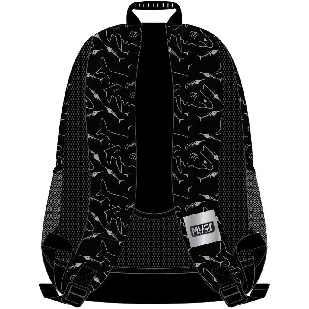 Luna: Must Team cápás lekerekített 3 rekeszes iskolatáska, hátizsák 32x18x43cm kép 2