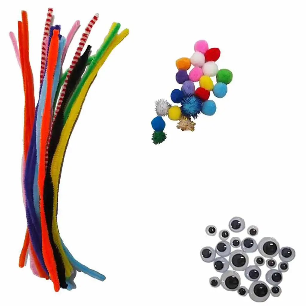 Luna: Kézműves szett pomponokkal, zseníliákkal és szemekkel 450db-os szett kép 2