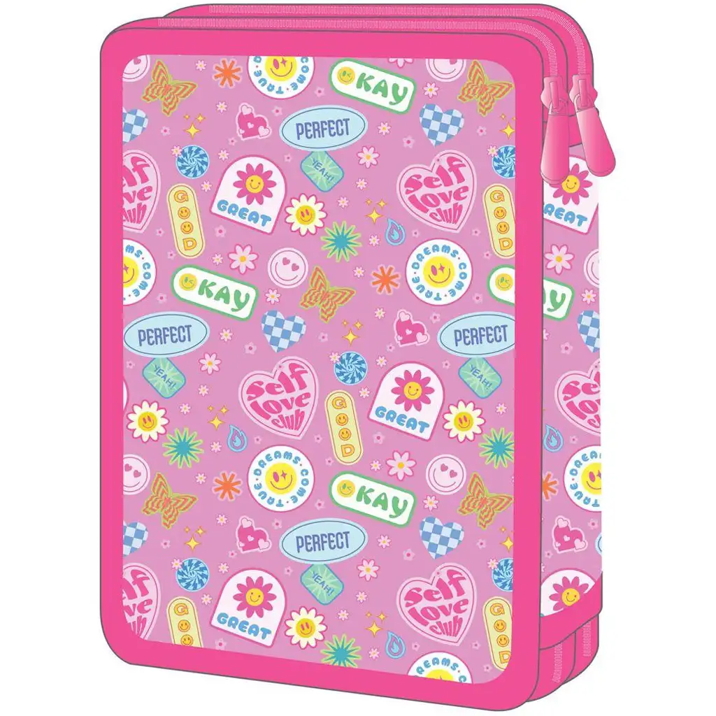 Luna: Must Team Good Vibes smiley mintás 2 szintes töltött tolltartó kép 2