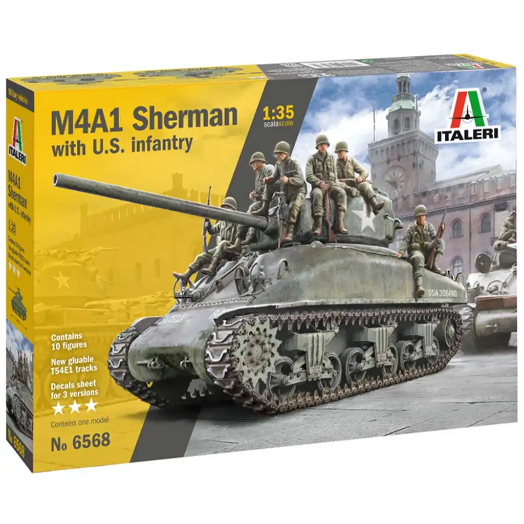 Italeri 1/35 M4A1 SHERMAN tank amerikai legénységgel makett kép 9