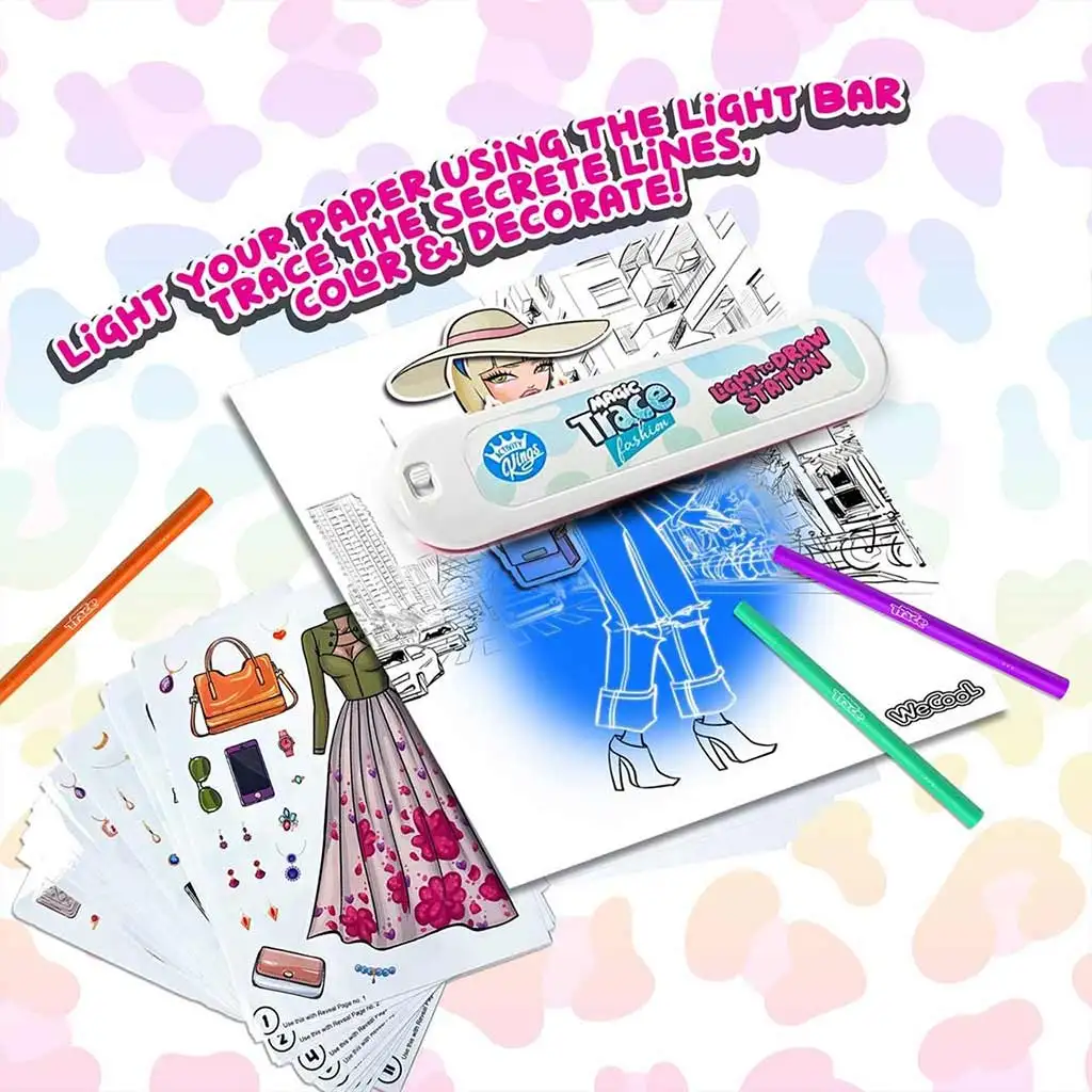 Magic Trace stúdió: Ragyogó rajzolás - divat kreatív játékszett kép 6