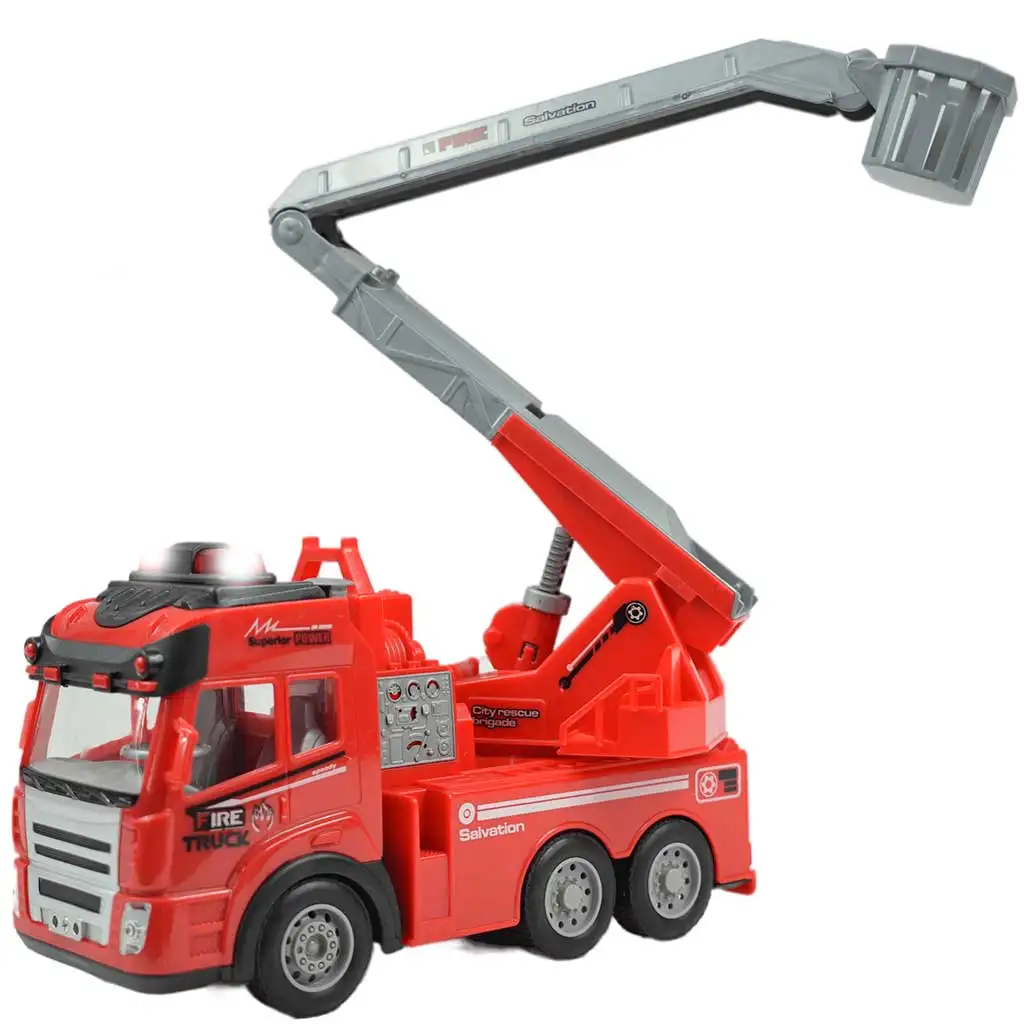 RC Távirányítós emelőkosaras tűzoltóautó fény effektekkel 1/43-as méretarány 27 MHz 21cm kép 4