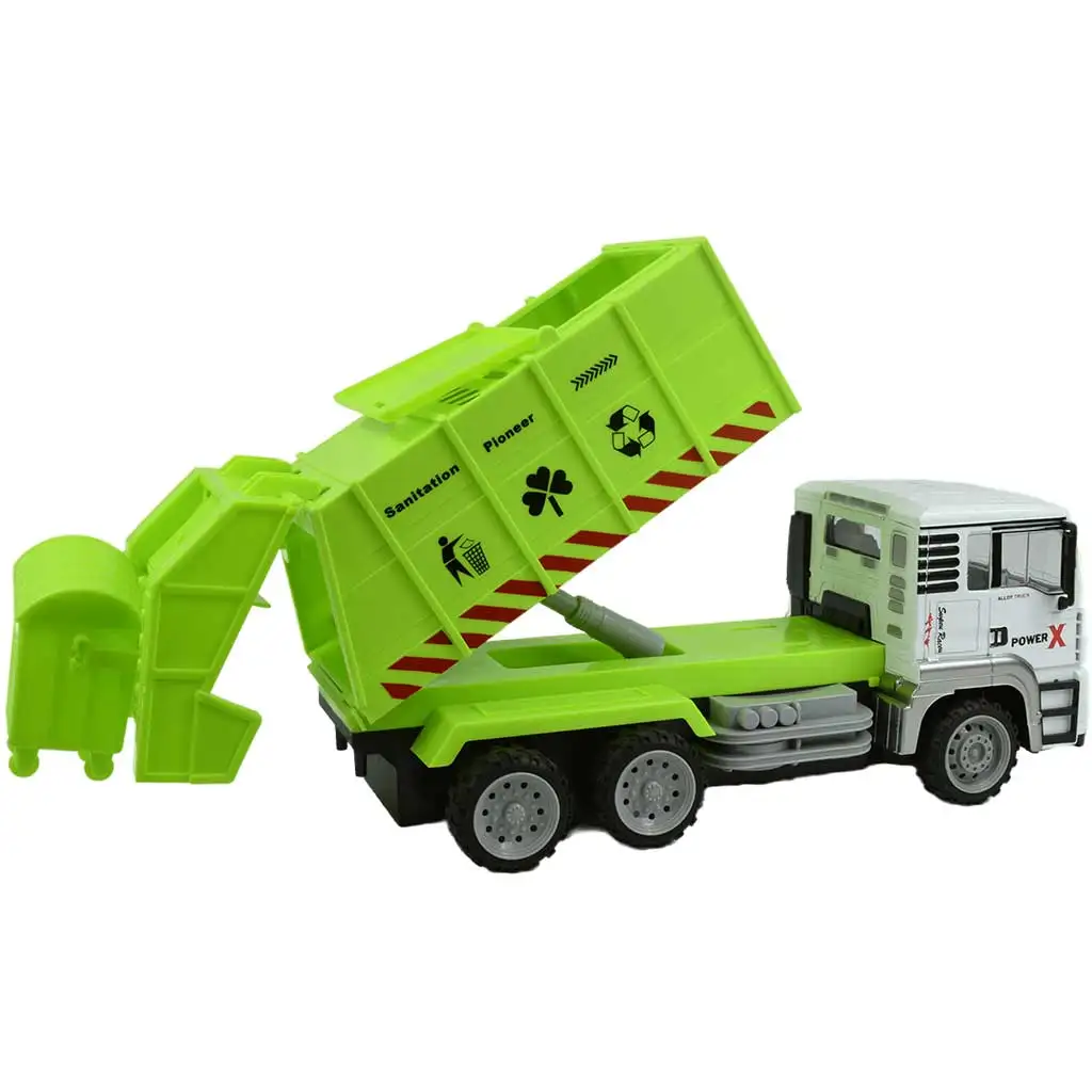 RC Távirányítós fém fülkés konténerszállító kukás teherautó fényeffektekkel 27MHz 1/12-es méretarány 36cm kép 3