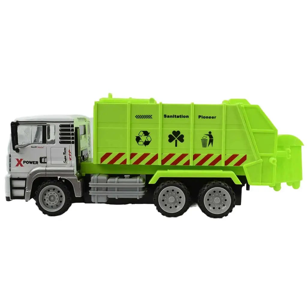 RC Távirányítós fém fülkés konténerszállító kukás teherautó fényeffektekkel 27MHz 1/12-es méretarány 36cm kép 4