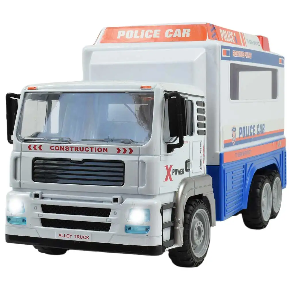 RC Távirányítós fém fülkés rendőrségi teherautó fényeffektekkel 27MHz 1/12-es méretarány 32cm kép 3