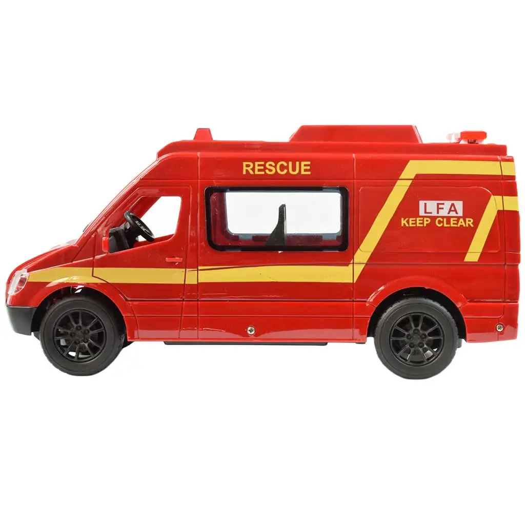 RC Távirányítós piros tűzoltó kisbusz fényeffektekkel 2,4GHz 1/12-es méretarány 30cm kép 4