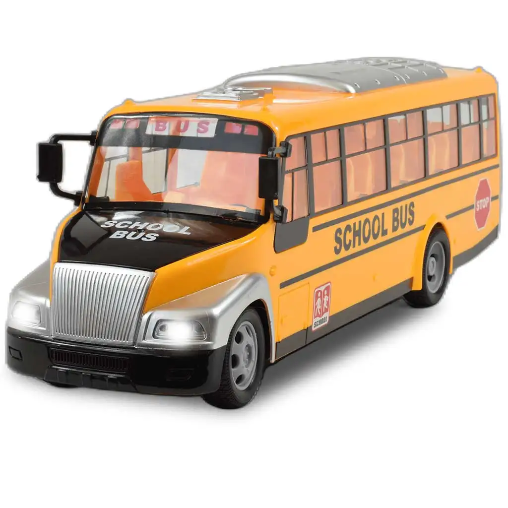 RC távirányítós sárga iskolabusz fényeffektekkel és akkumulátorral 27MHz 40cm kép 3