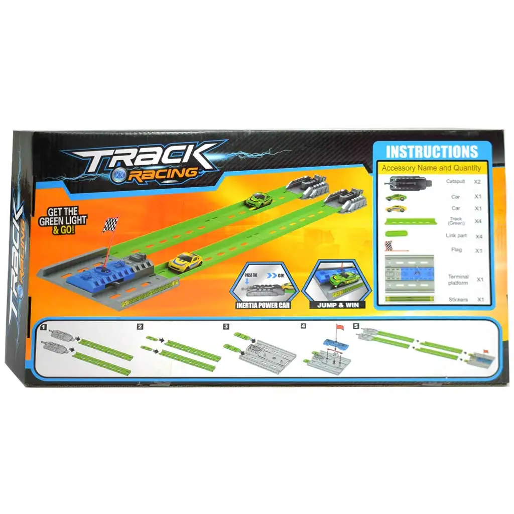 Track Racing: Gyorsulási versenypálya célzászlóval és 2db kisautóval 1/64 kép 2