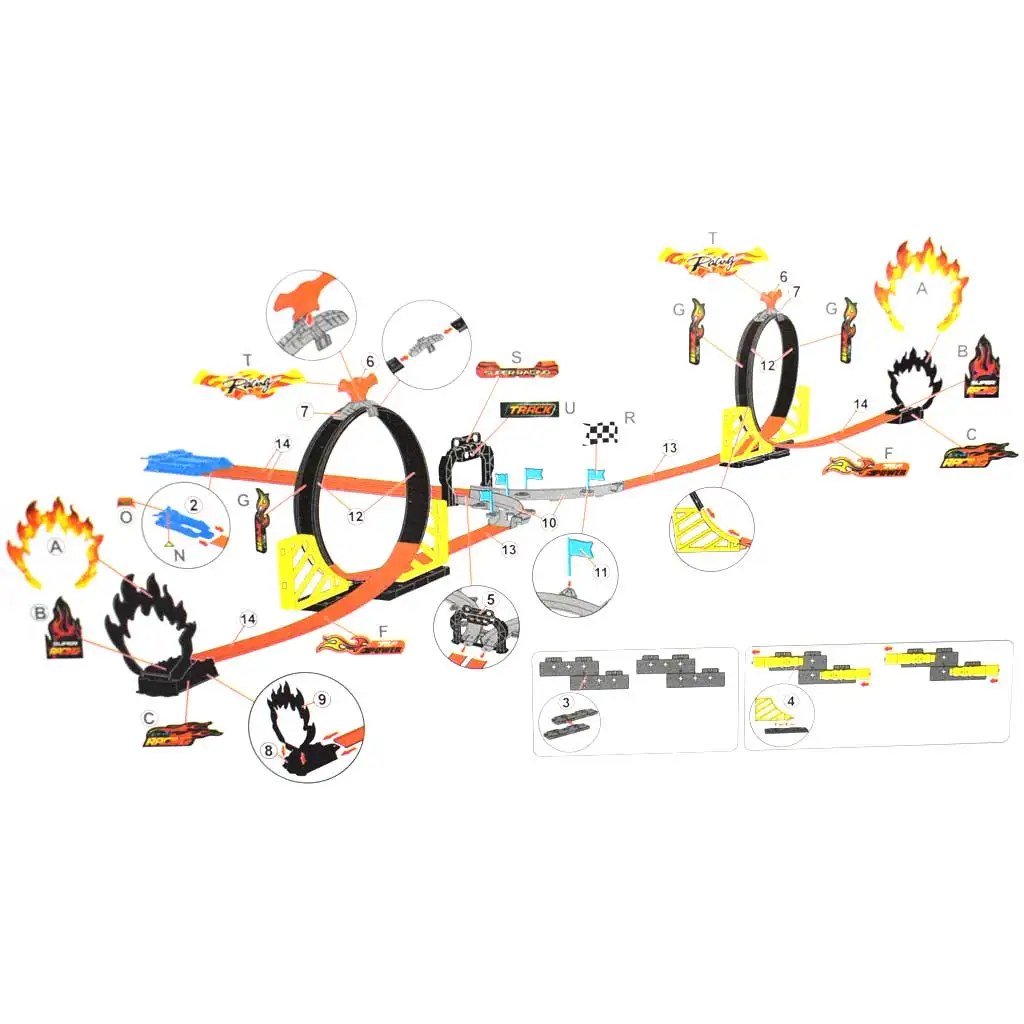 Power Track 37db-os versenypálya szett hurokkal és 2db hátrahúzható autóval 1/64 kép 3