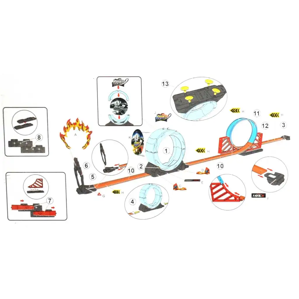 Speed Track 20db-os versenypálya hurokkal és hátrahúzható autóval 1/64 kép 3