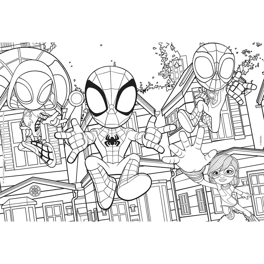 Marvel Spidey és csapata 2 az 1-ben 24db-os puzzle és színező 50x35cm - Lisciani kép 2