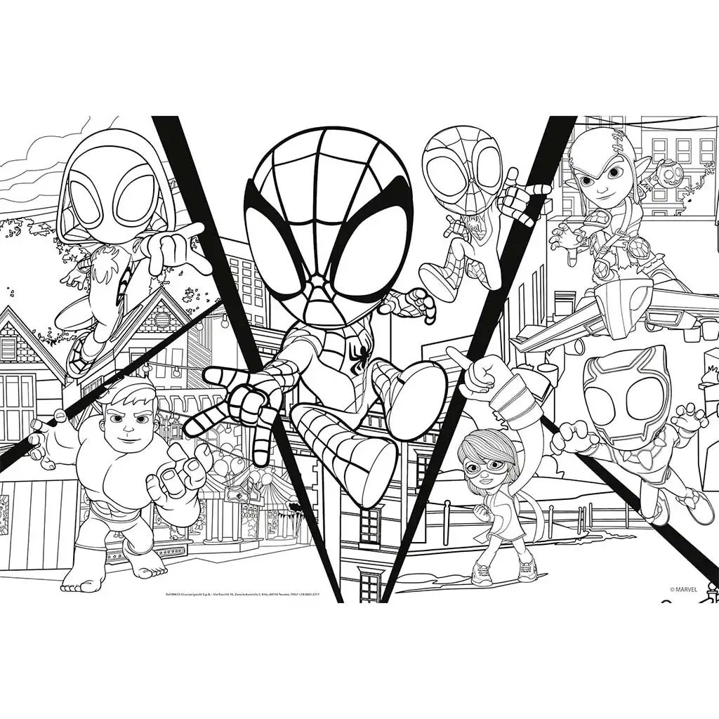 Marvel Spidey harcol 2 az 1-ben 24db-os puzzle és színező 50x35cm - Lisciani kép 2