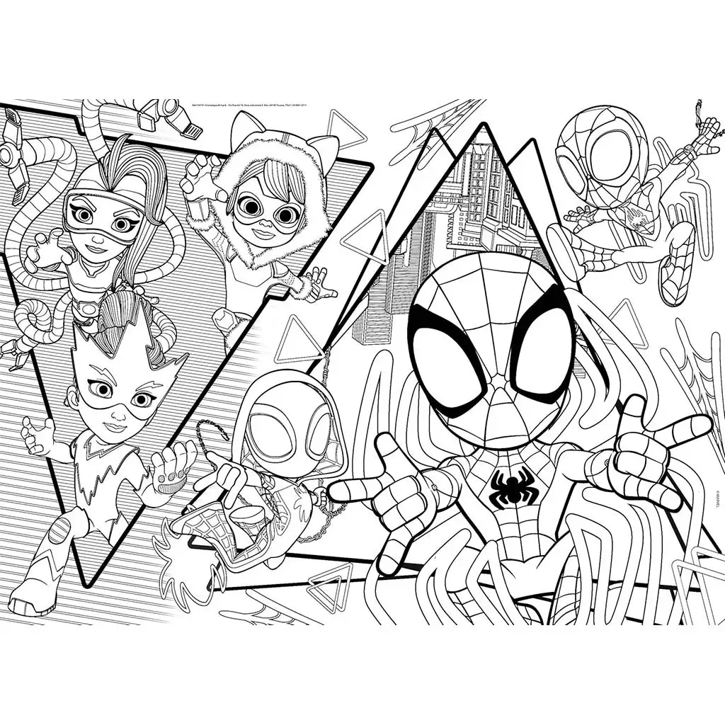 Marvel Spidey 2 az 1-ben maxi 35db-os puzzle és színező 70x50cm - Lisciani kép 2