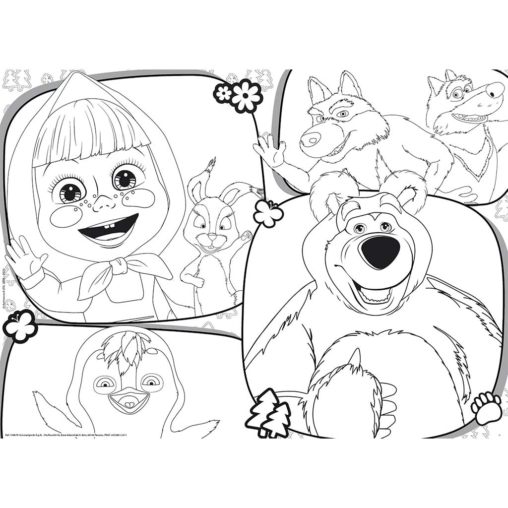 Mása és a medve 2 az 1-ben maxi 24db-os puzzle és színező 70x50cm - Lisciani kép 2