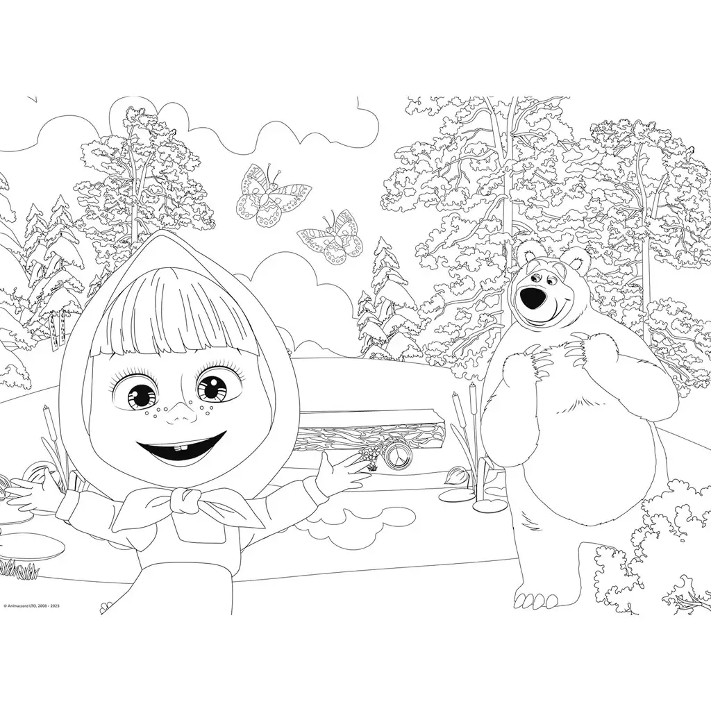 Mása és a medve 2 az 1-ben 24db-os maxi padló puzzle és színező 70x50cm - Lisciani kép 3