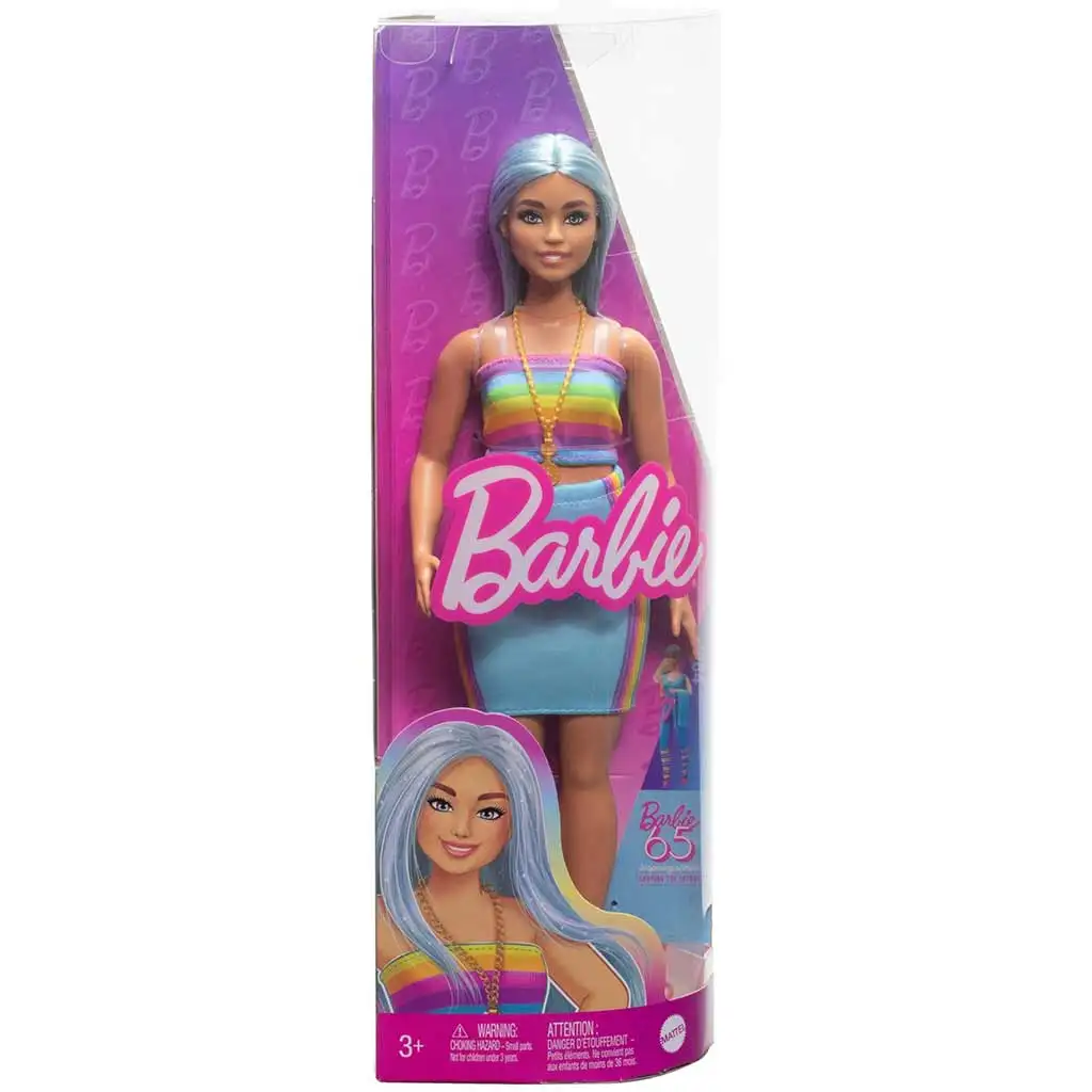 Barbie: Fashionista stílus baba színes csíkos ruhában - Mattel