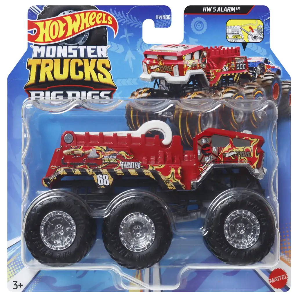 Hot Wheels Monster Trucks: Big Rigs HW 5 Alarm hatkerekű járgány 1:64 - Mattel