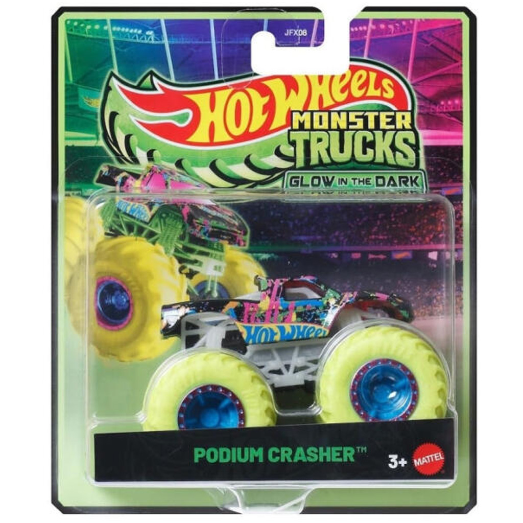 Hot Wheels Monster Trucks: Podium Crasher sötétben világító kisautó 1/64 – Mattel