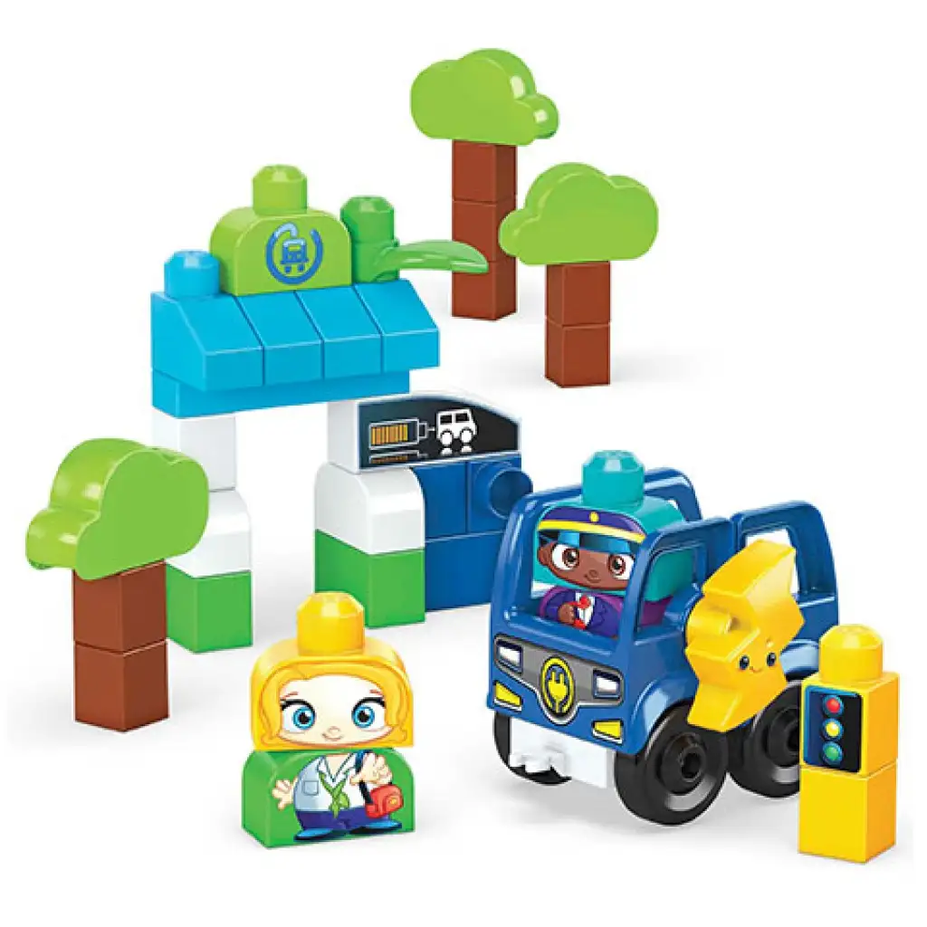 Fisher-Price: Green Town buszmegálló töltőállomással építőjáték - Mega Bloks kép 2