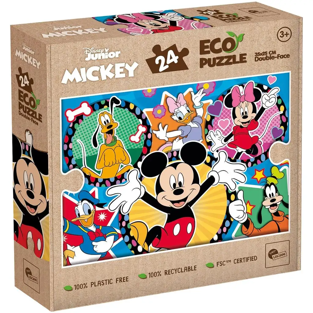 Mickey Egér és barátai 2 az 1-ben 24db-os Eco mini puzzle és színező 35x25cm - Lisciani