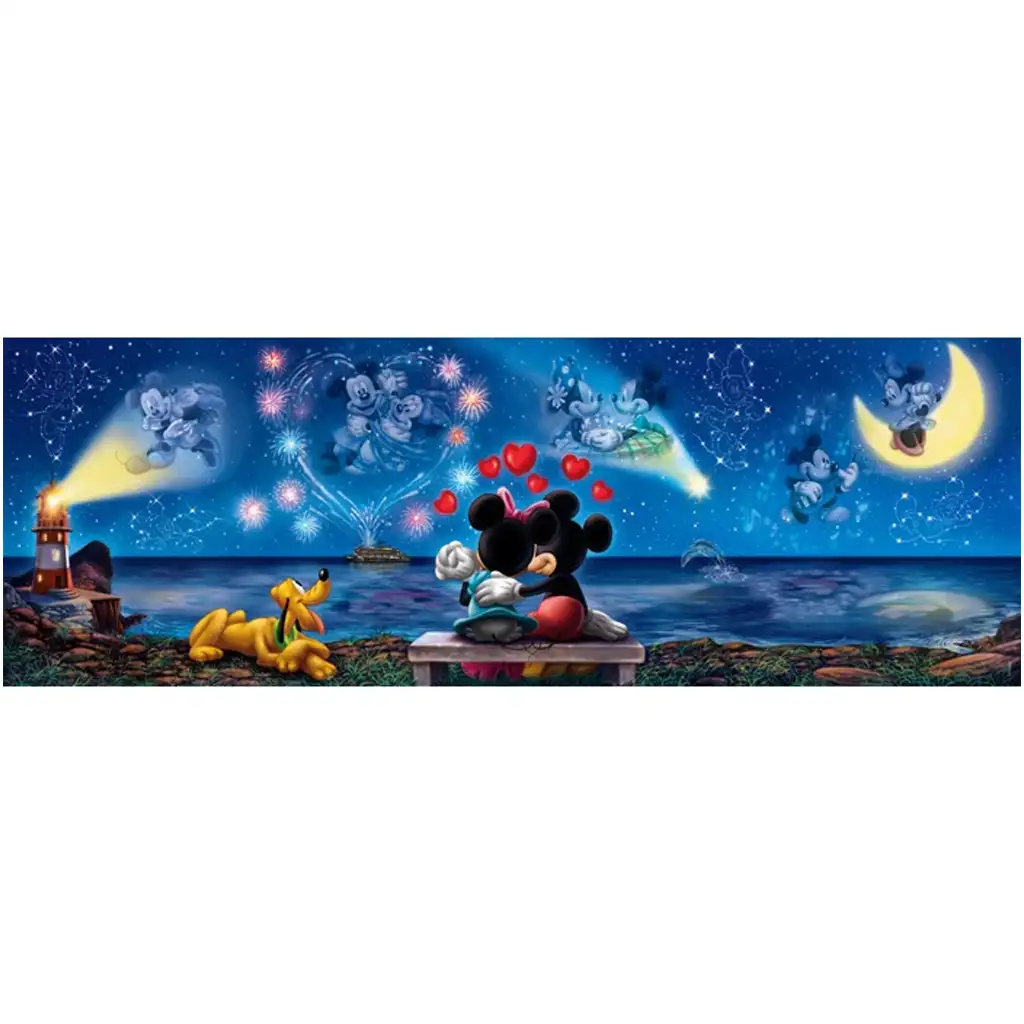 Disney - Mickey és Minnie varázslatos éjszakája 1000db-os panoráma puzzle poszterrel - Clementoni kép 2